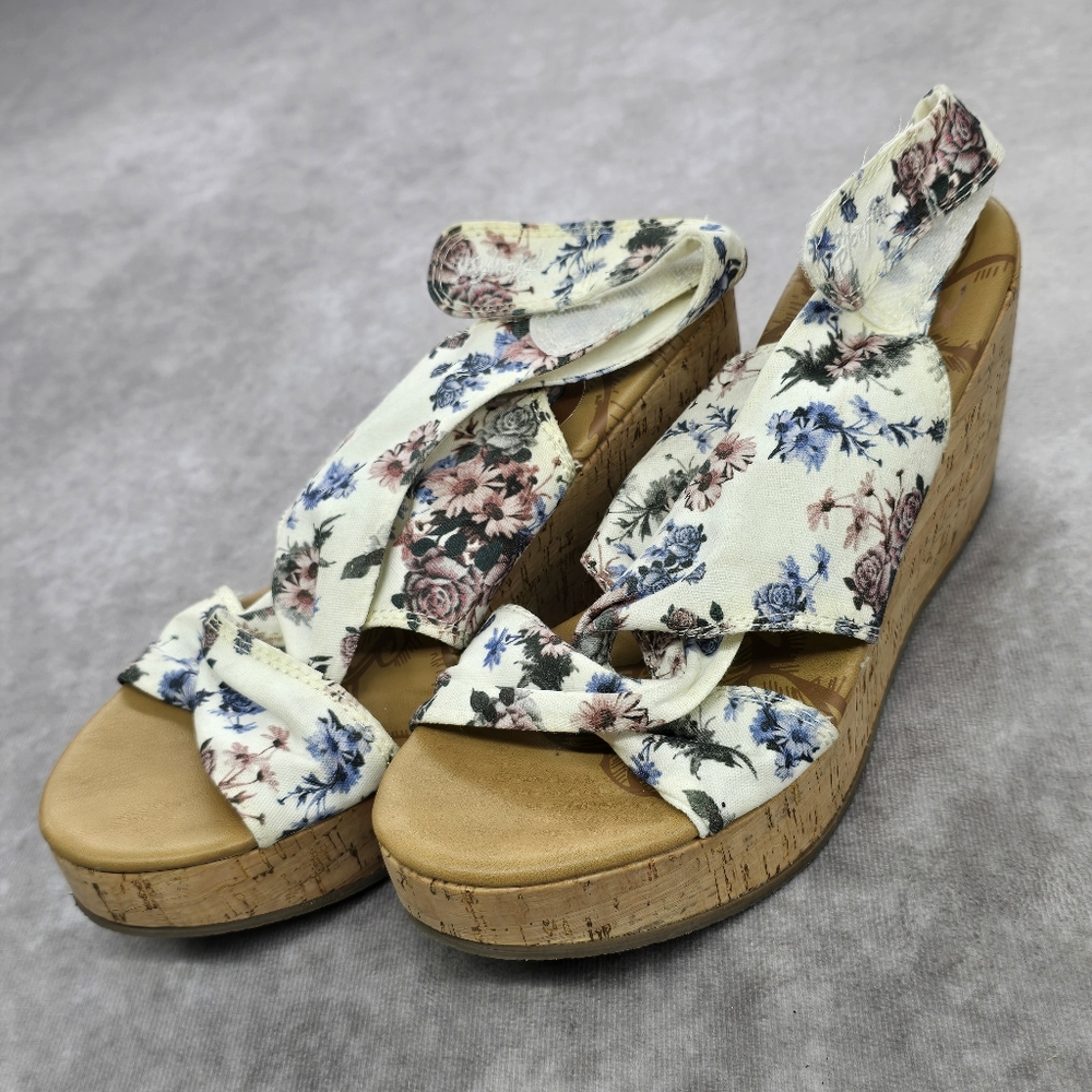 Blowfish Malibu Palmo Botanical Cork Wedge Floral Print Wedges Heels - Picture 3 of 14